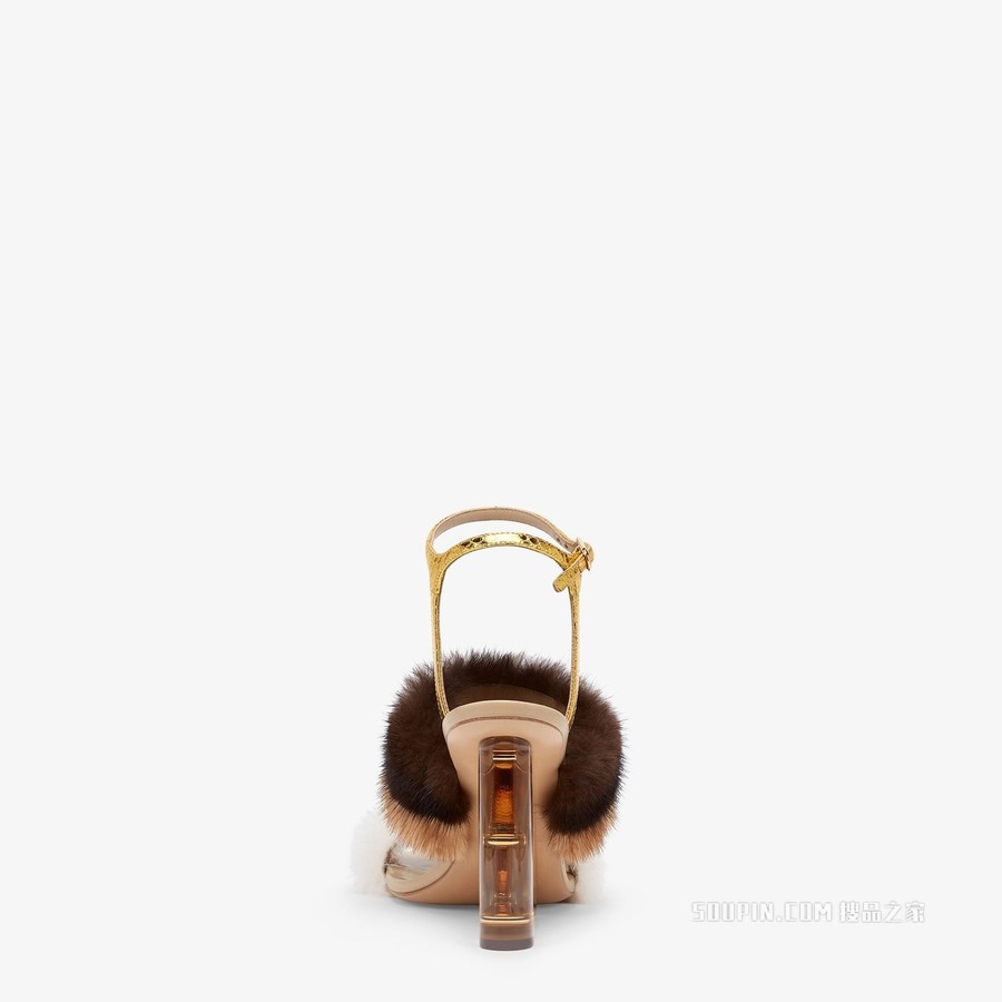 Fendi First 白色貂毛高跟凉鞋
