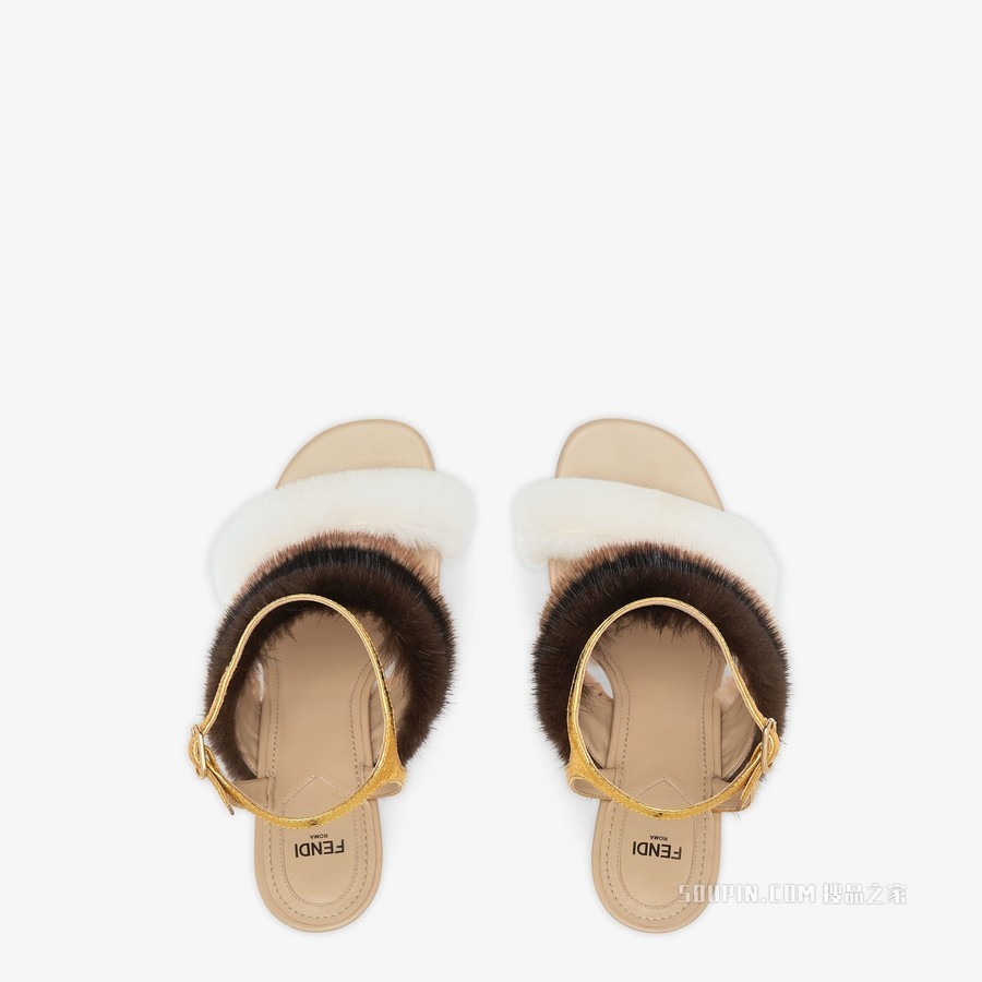 Fendi First 白色貂毛高跟凉鞋