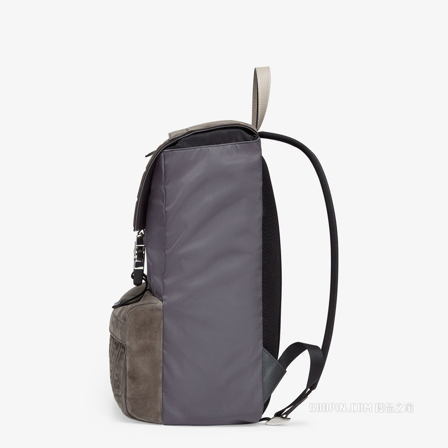 Fendiness中号背包 深灰色麂皮双肩背包