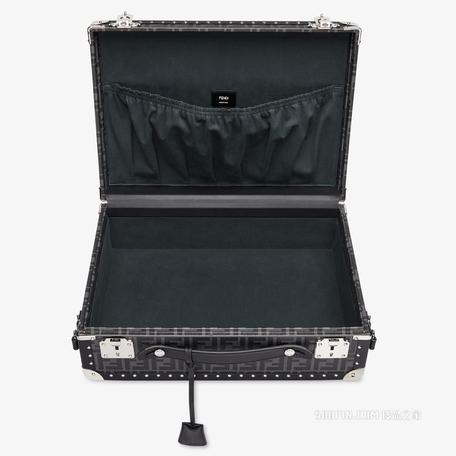 中号硬质行李箱 黑色布料手提箱