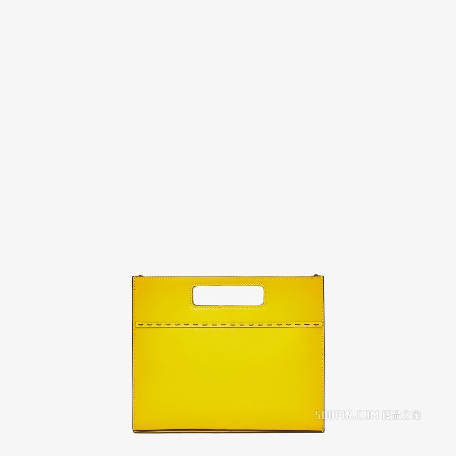迷你手提袋 黄色皮革手提袋