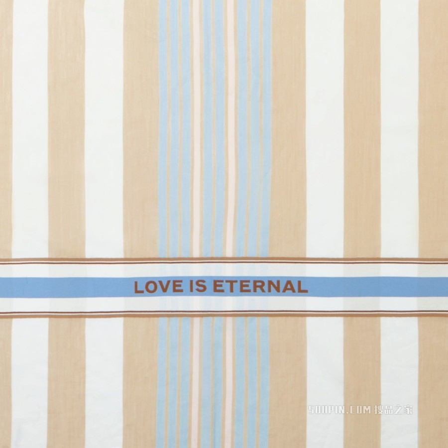 Love Is Eternal 条纹棉质羊绒混纺提花围巾 (典藏米色 / 淡蓝色)