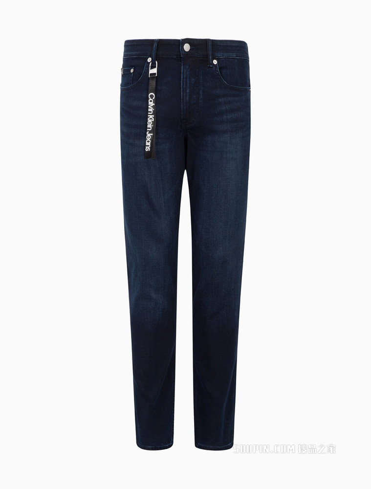 Calvin Klein 男士合体楔形版LOGO吊袢弹力牛仔裤J320659