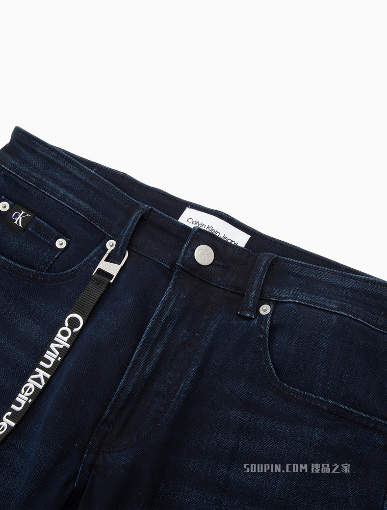 Calvin Klein 男士合体楔形版LOGO吊袢弹力牛仔裤J320659