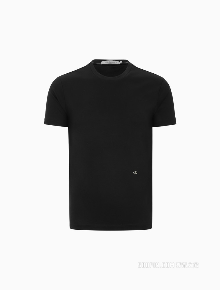 Calvin Klein 男士圆领纯棉金线字母刺绣修身短袖T恤J320992