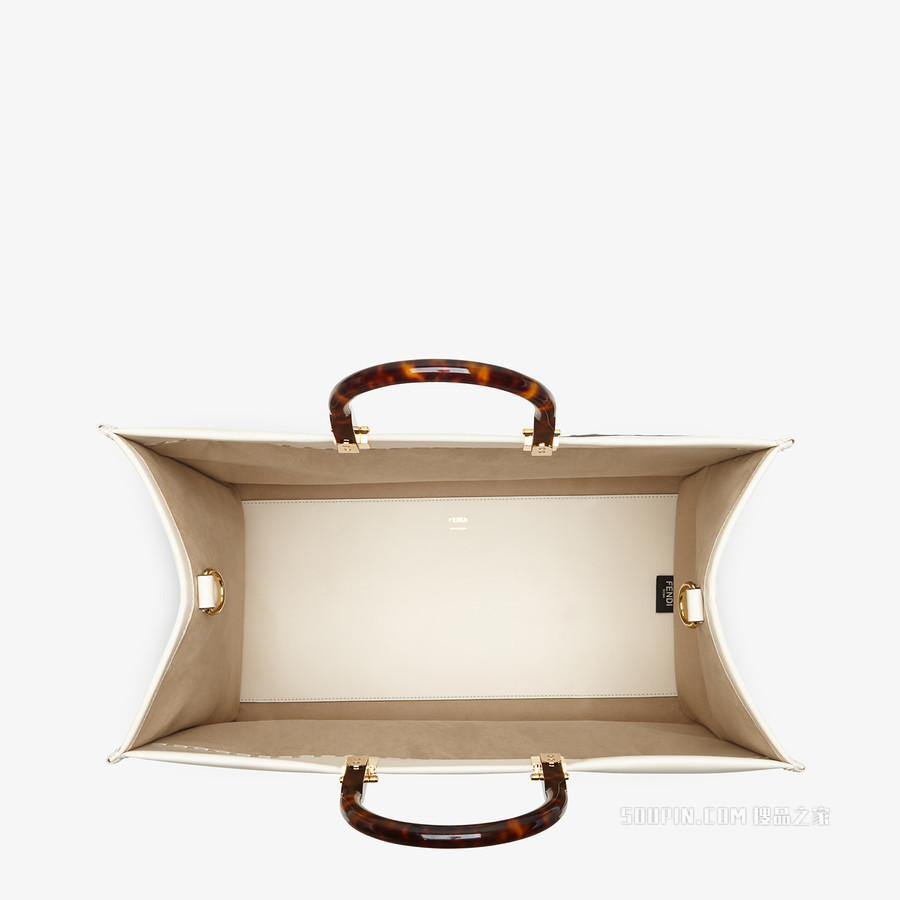 FENDI大号阳光购物手提袋 白色皮革手提袋