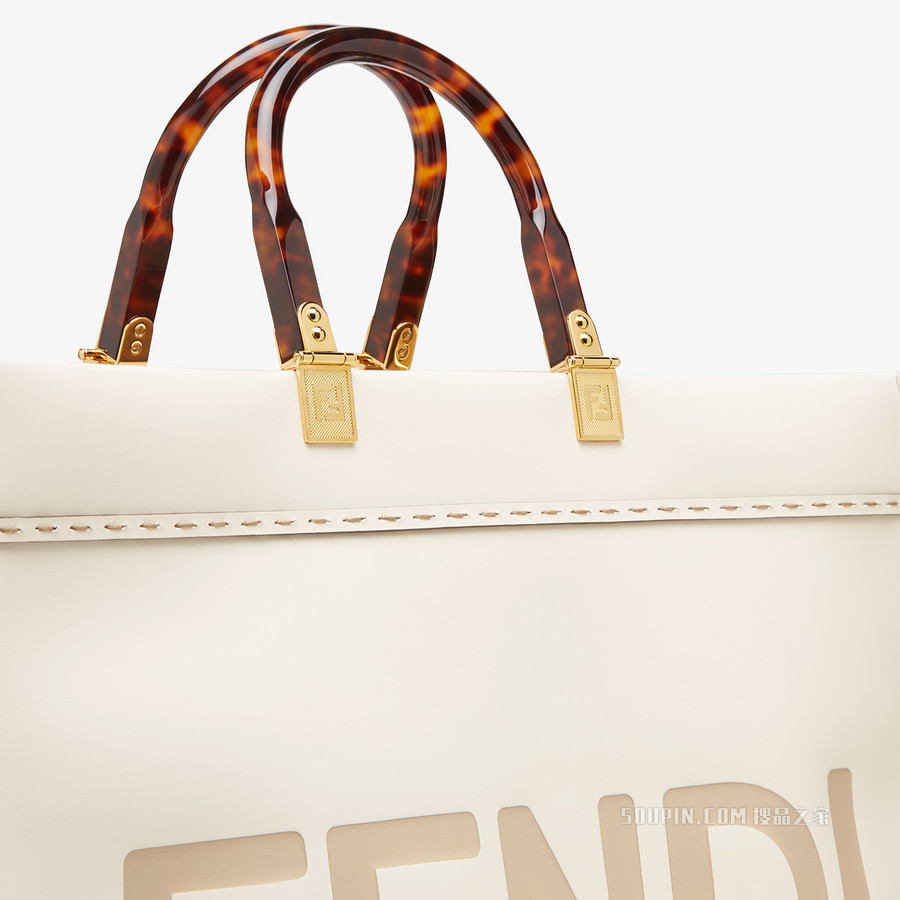 FENDI大号阳光购物手提袋 白色皮革手提袋