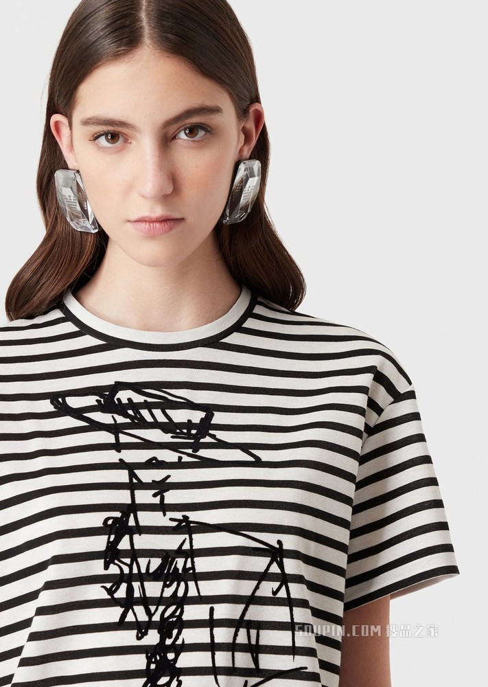 个性条纹印花短袖 T 恤 | Emporio Armani