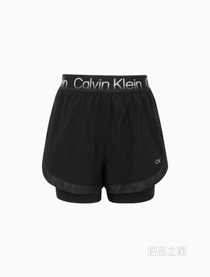 Calvin Klein 女士二合一高腰LOGO提花云纹健身短裤4WS2S807