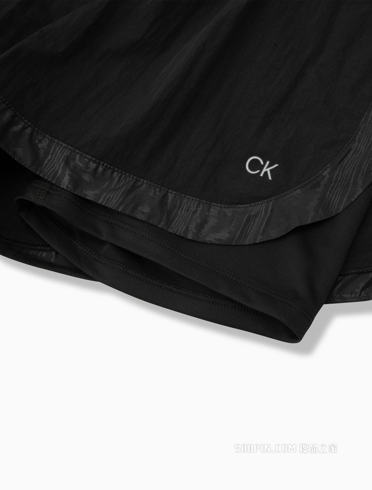 Calvin Klein 女士二合一高腰LOGO提花云纹健身短裤4WS2S807