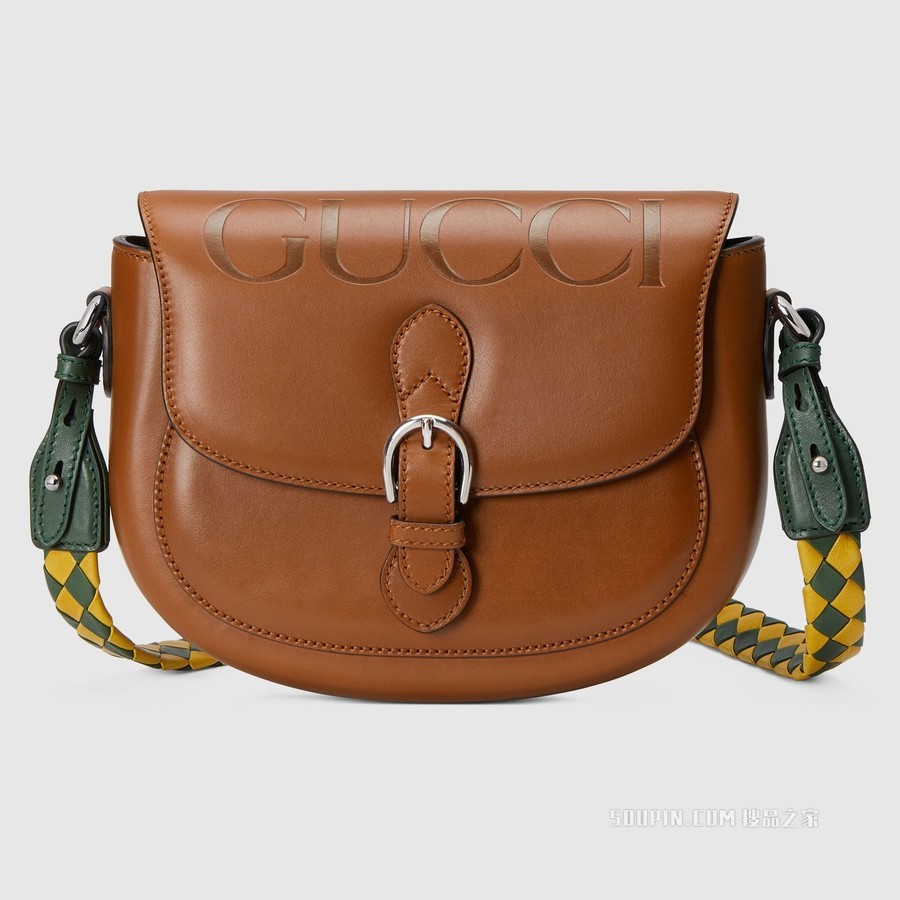 饰标识小号肩背包 棕色皮革