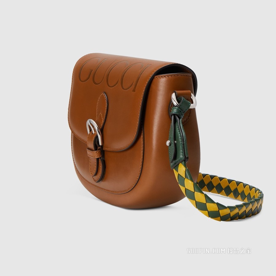 饰标识小号肩背包 棕色皮革