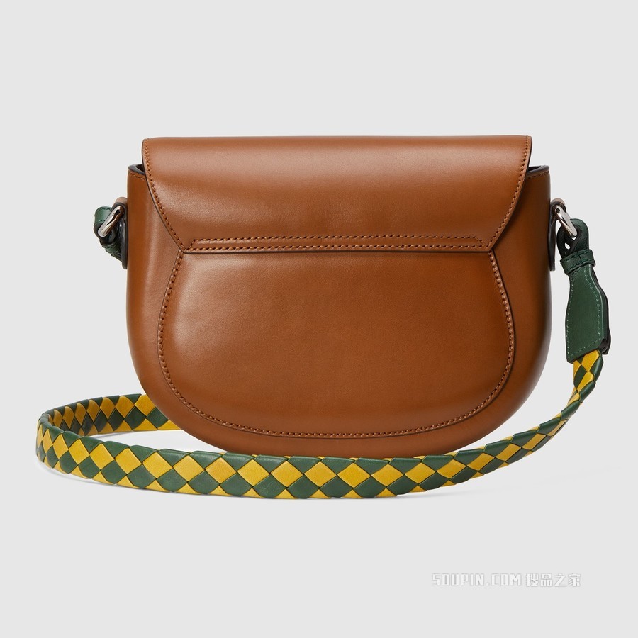 饰标识小号肩背包 棕色皮革