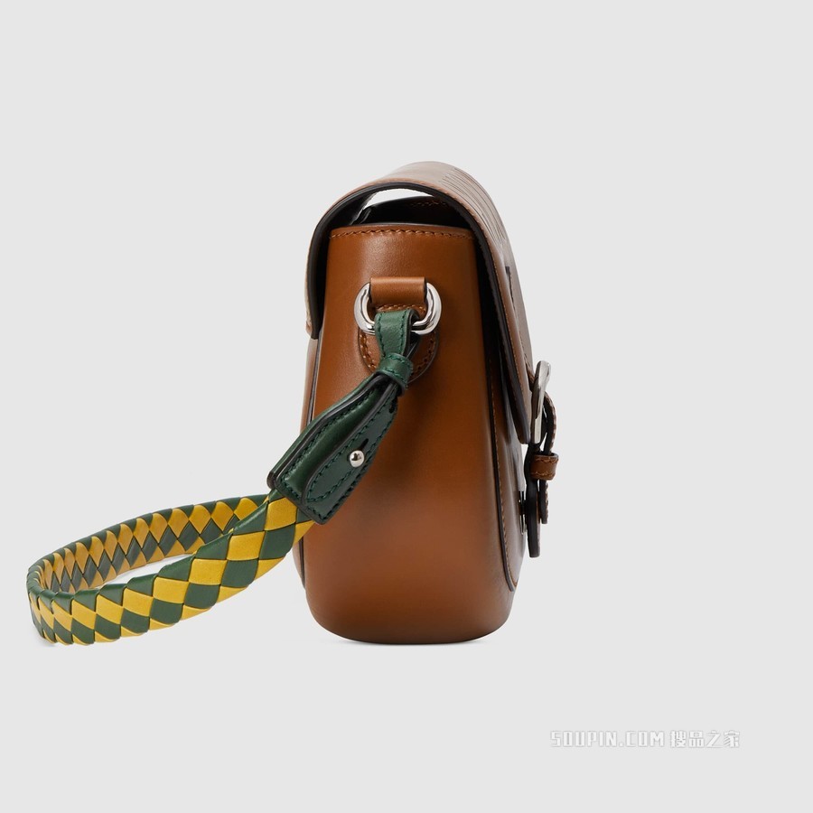 饰标识小号肩背包 棕色皮革