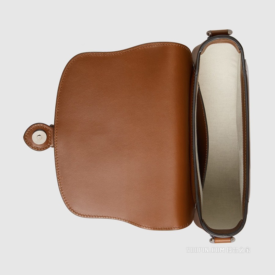 饰标识小号肩背包 棕色皮革