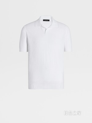 白色棉质针织短袖 Polo 衫