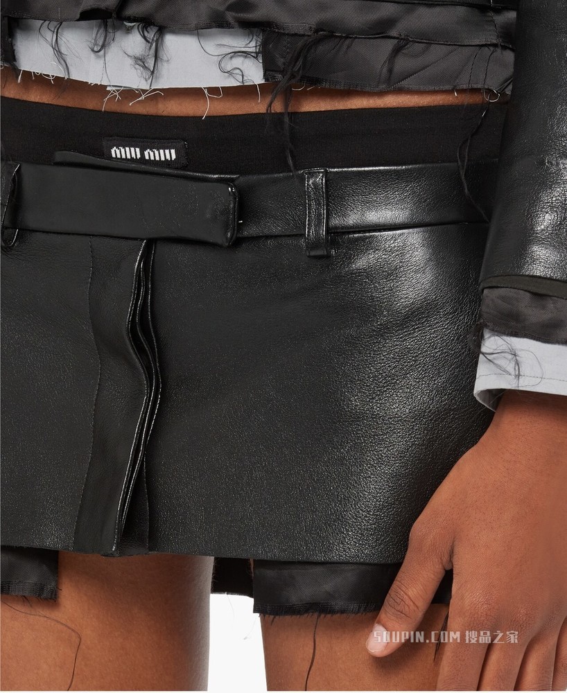 软羊革迷你半身裙