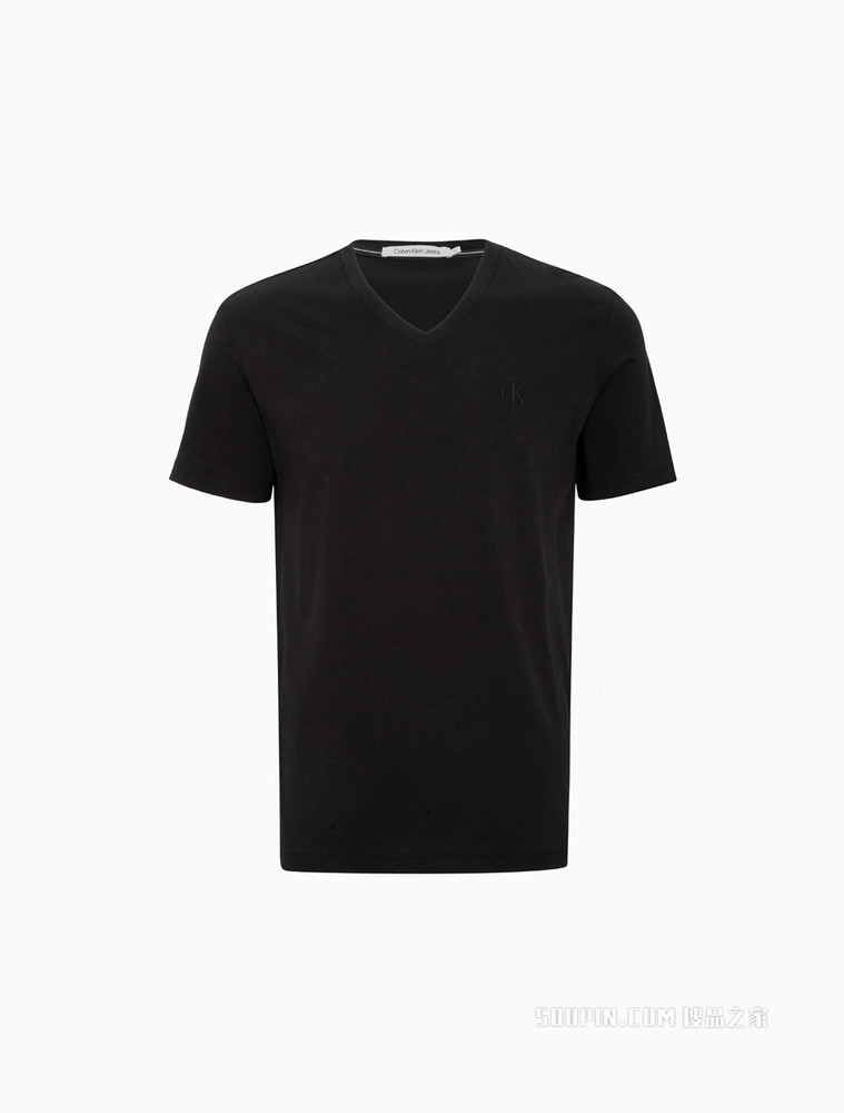 Calvin Klein 男士V领纯棉简约刺绣字母短袖T恤J320987