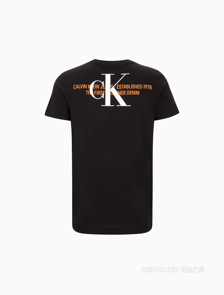 Calvin Klein 男士圆领纯棉撞色重叠LOGO短袖T恤ZM01924