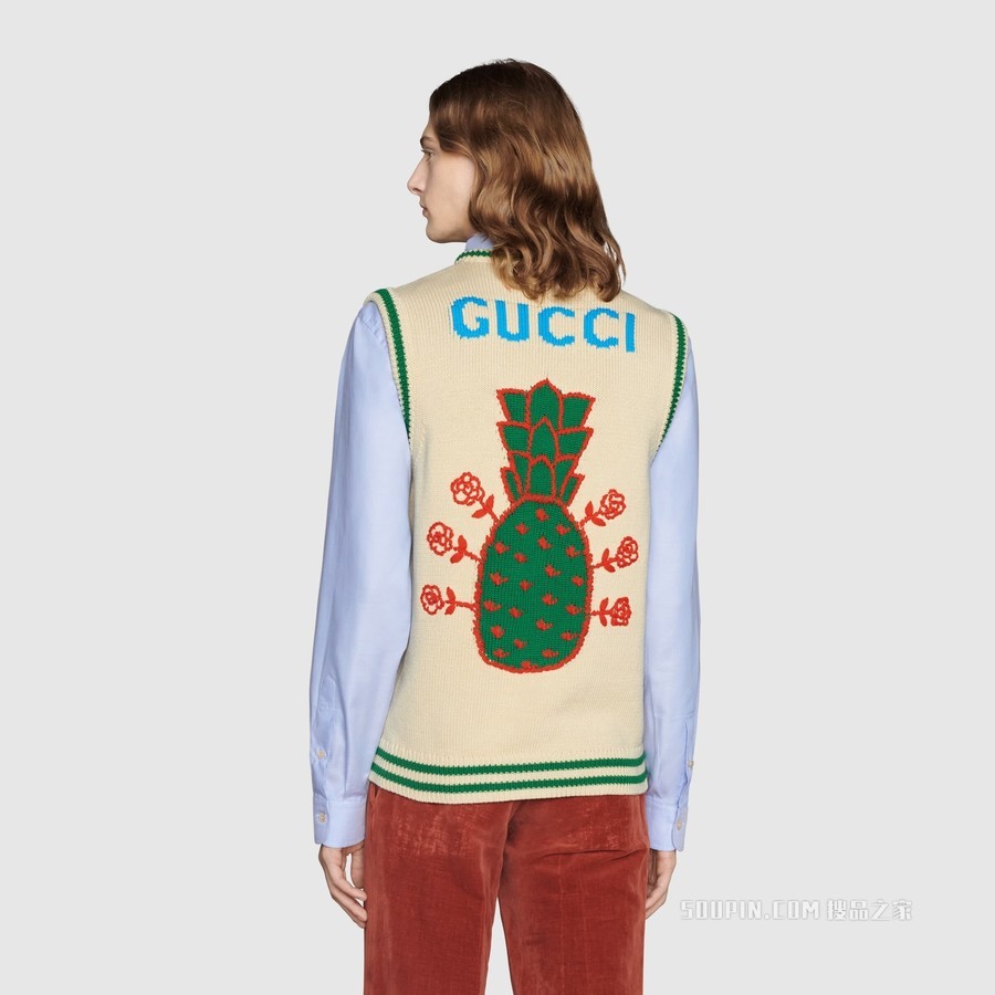Gucci Pineapple系列棉质马甲 白色