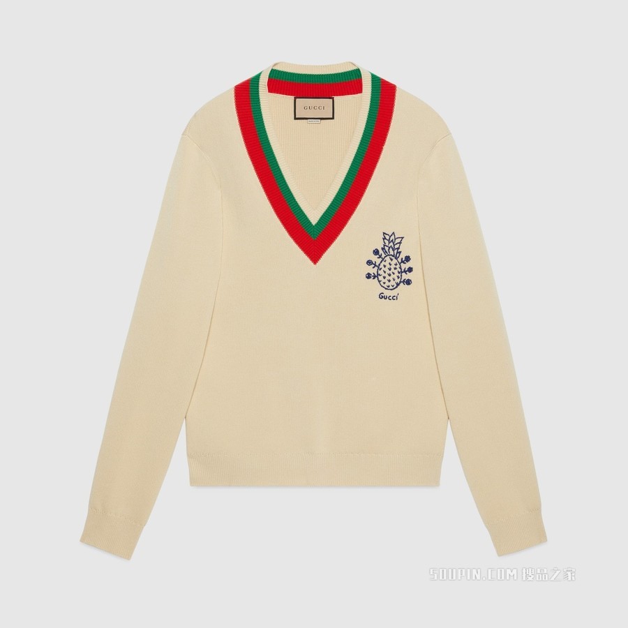 Gucci Pineapple系列棉质毛衣 白色