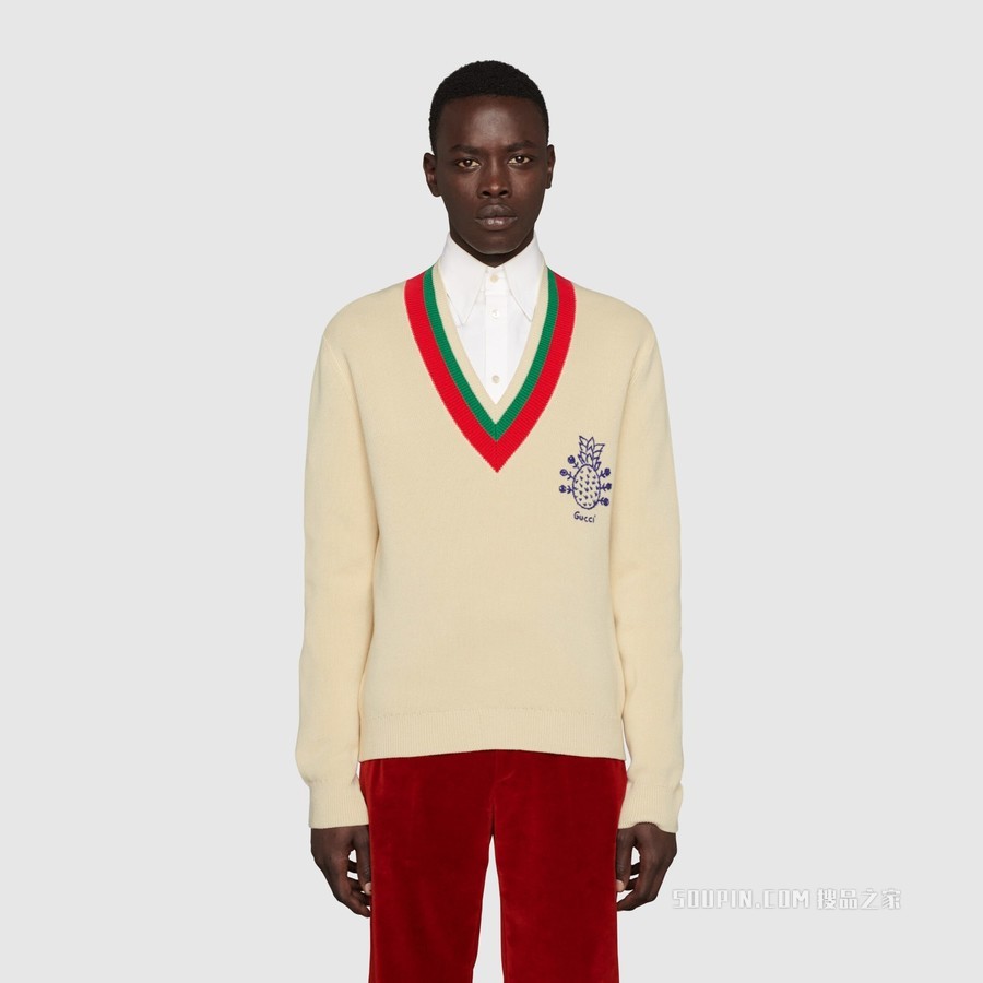Gucci Pineapple系列棉质毛衣 白色