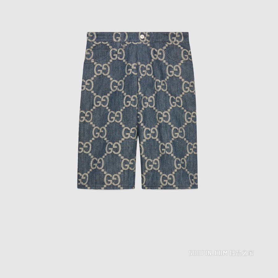 Gucci Pineapple系列双面短裤 蓝色和米色