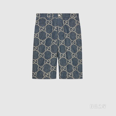 Gucci Pineapple系列双面短裤 蓝色和米色