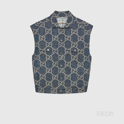 Gucci Pineapple系列双面马甲 蓝色和米色