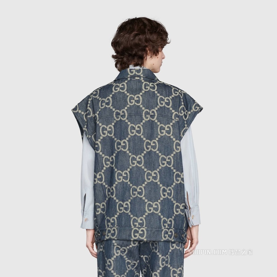 Gucci Pineapple系列双面马甲 蓝色和米色