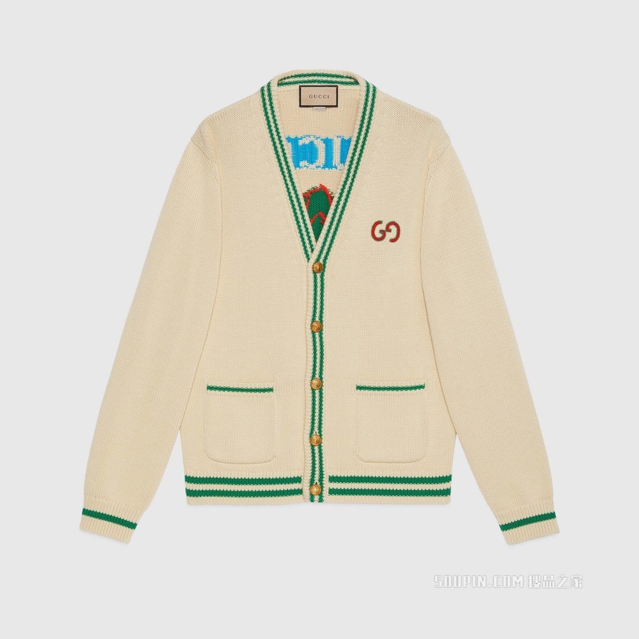 Gucci Pineapple系列棉质开衫 白色