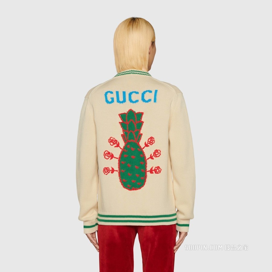 Gucci Pineapple系列棉质开衫 白色