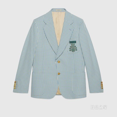 Gucci Pineapple系列棉毛混纺夹克 蓝色和米色