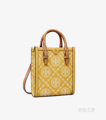 T Monogram 迷你压花托特包 夕阳黄/奶油白
