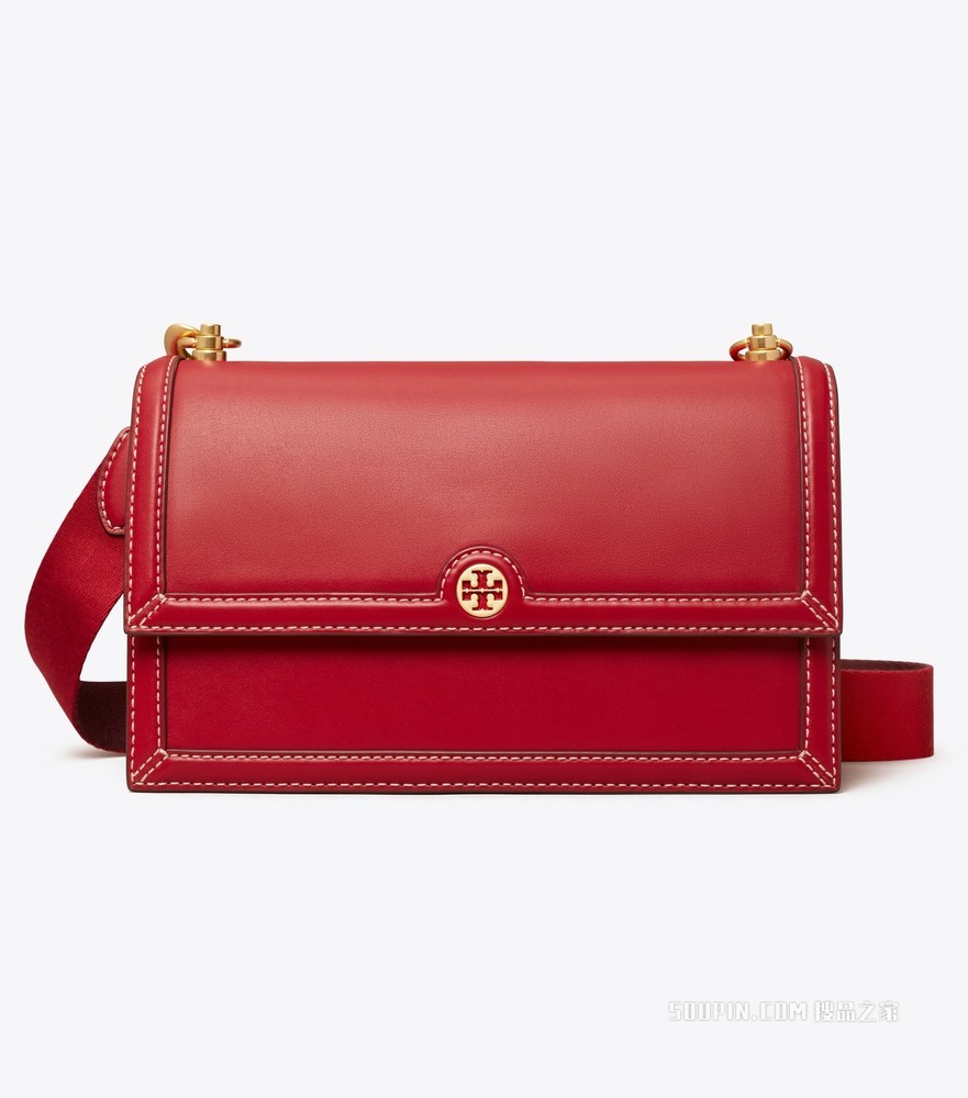 T Monogram 皮革肩背包 TORY 红