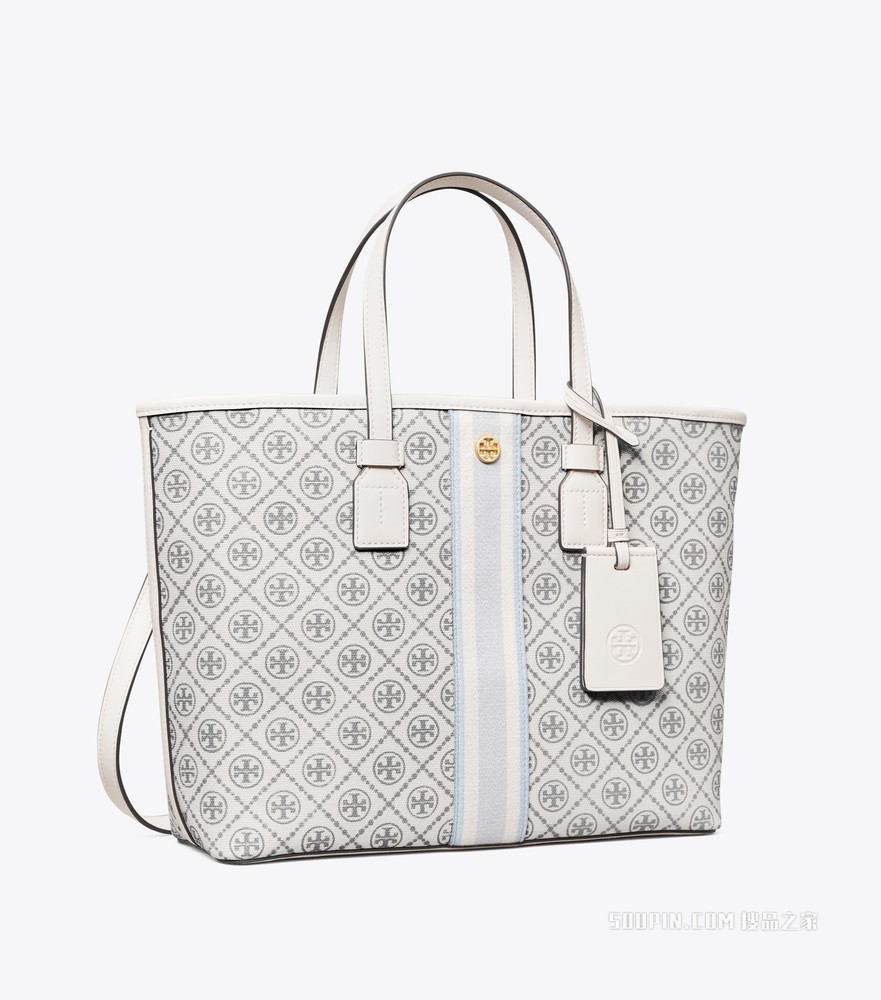 T Monogram 小号涂层帆布托特包 象牙白