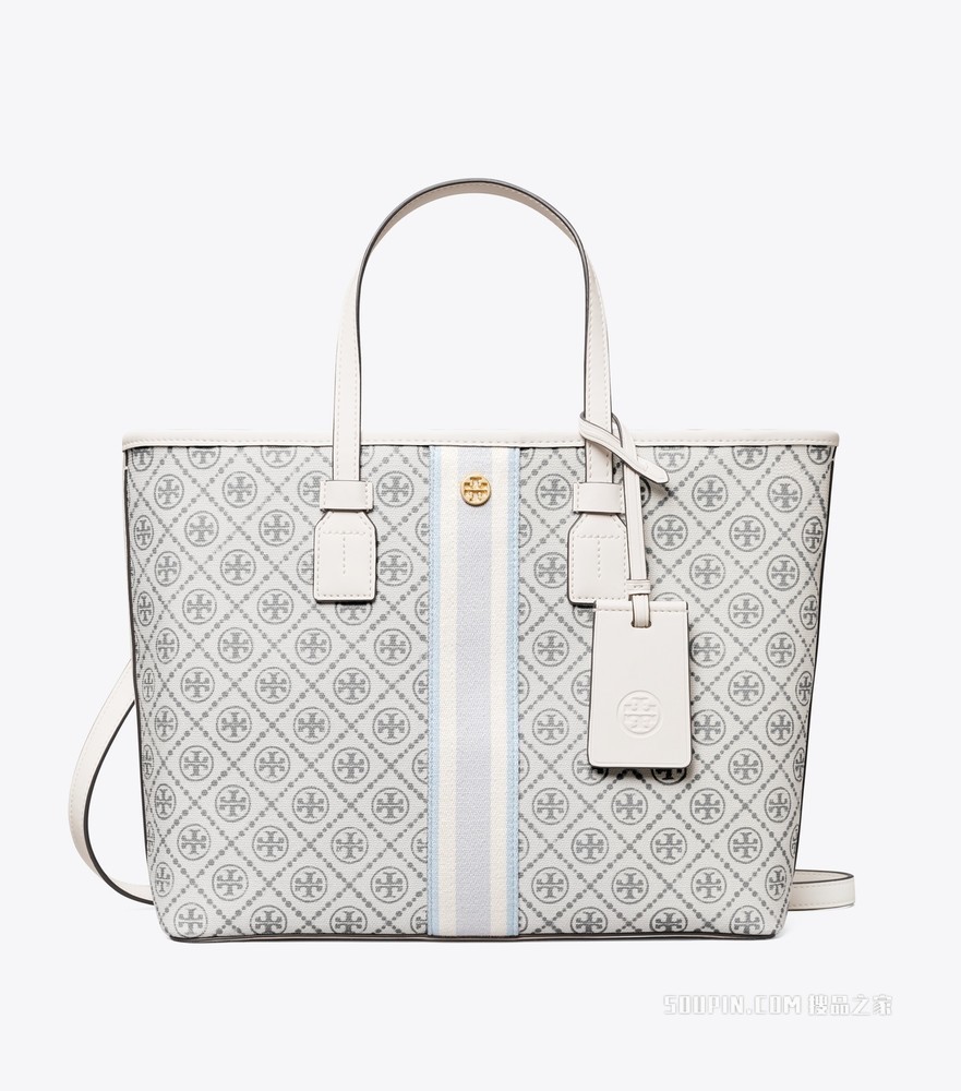 T Monogram 小号涂层帆布托特包 象牙白