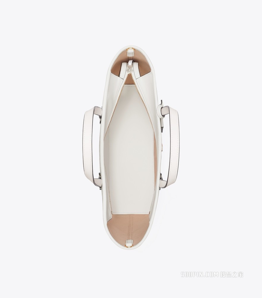 T Monogram 小号涂层帆布托特包 象牙白