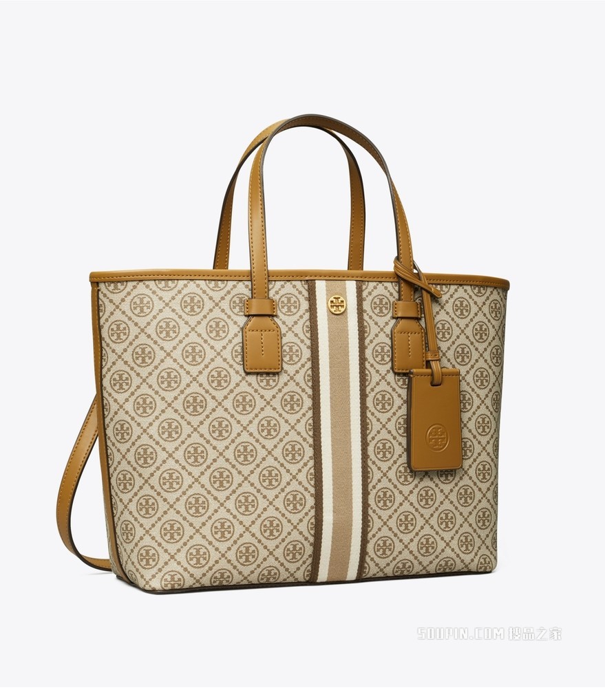 T Monogram 小号涂层帆布托特包 燕麦色
