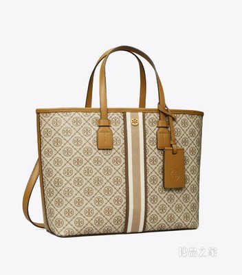 T Monogram 小号涂层帆布托特包 燕麦色