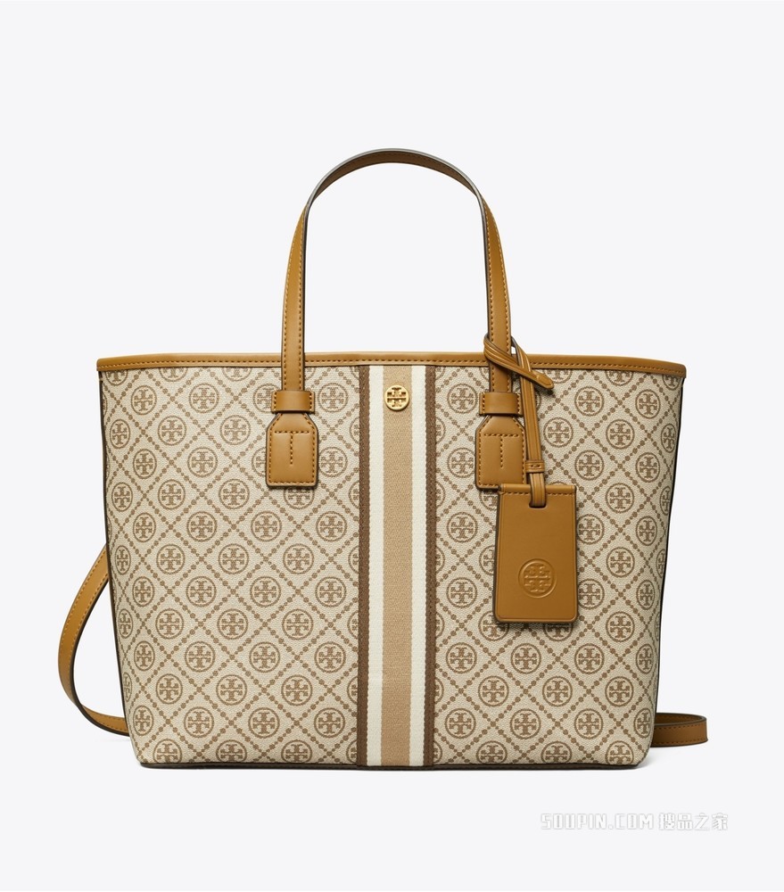 T Monogram 小号涂层帆布托特包 燕麦色