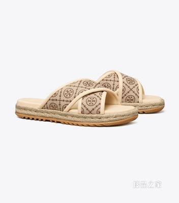 T Monogram 十字形渔夫拖鞋 榛子棕/奶油白/麦黄色
