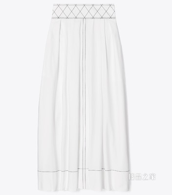 菱形缝线府绸半裙 白色