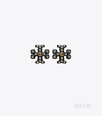 Roxanne 缀饰耳钉 轧制金/海军蓝拼色