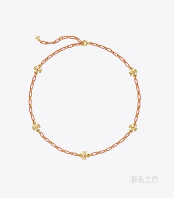 Roxanne 链条项链 轧制 Tory 金/珊瑚红