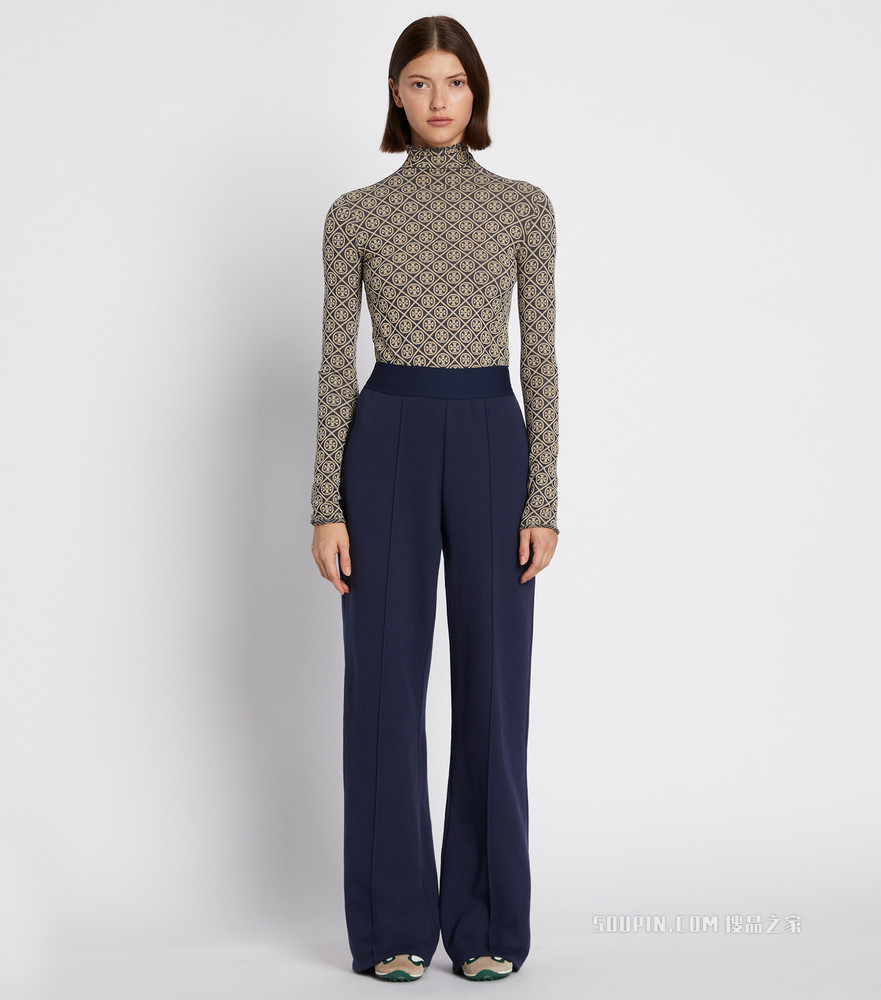 Tissue-Seamless 长袖提花企领上衣 Tory 海军蓝