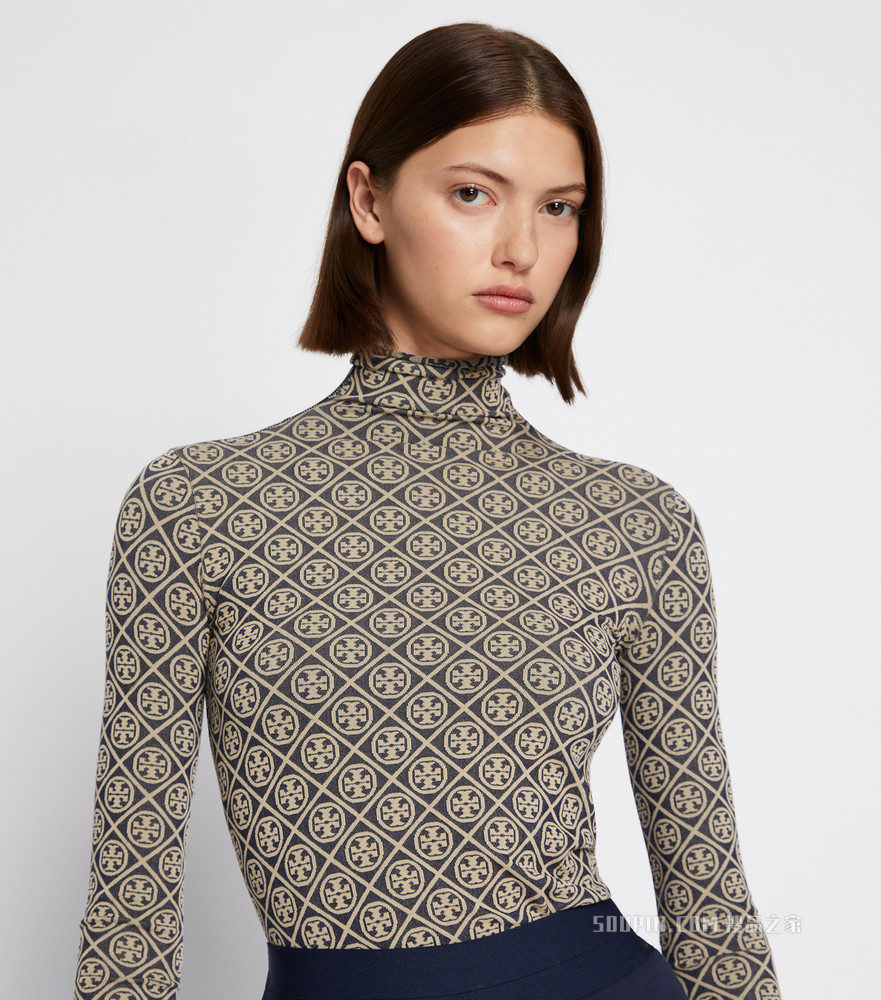 Tissue-Seamless 长袖提花企领上衣 Tory 海军蓝