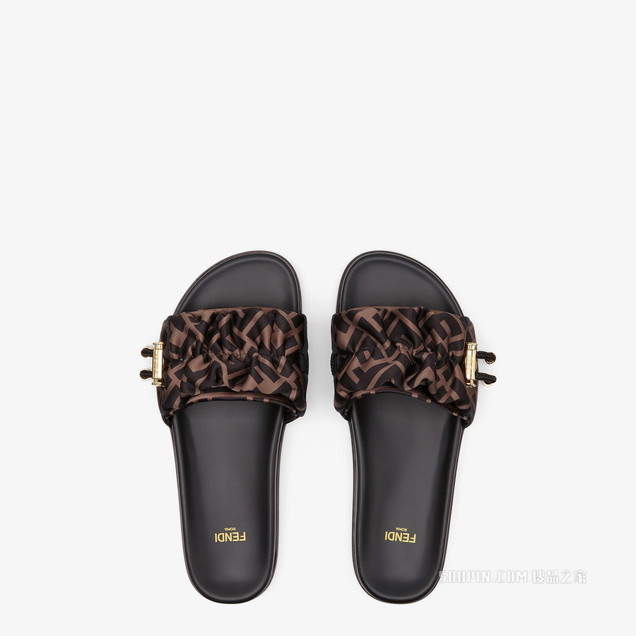 VERTIGO 棕色缎面凉鞋