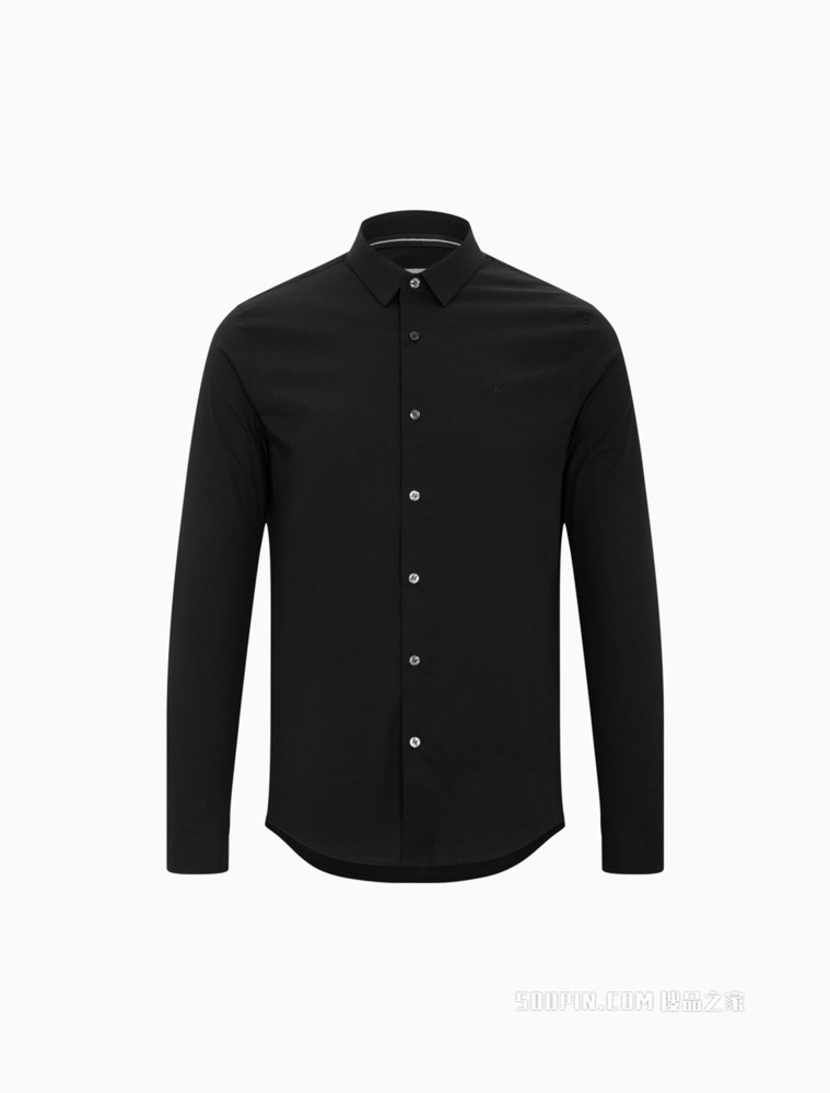 Calvin Klein 男士时尚绅士翻领同大身色刺绣长袖衬衫J319065