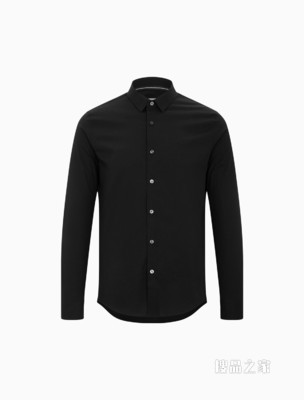 Calvin Klein 男士时尚绅士翻领同大身色刺绣长袖衬衫J319065